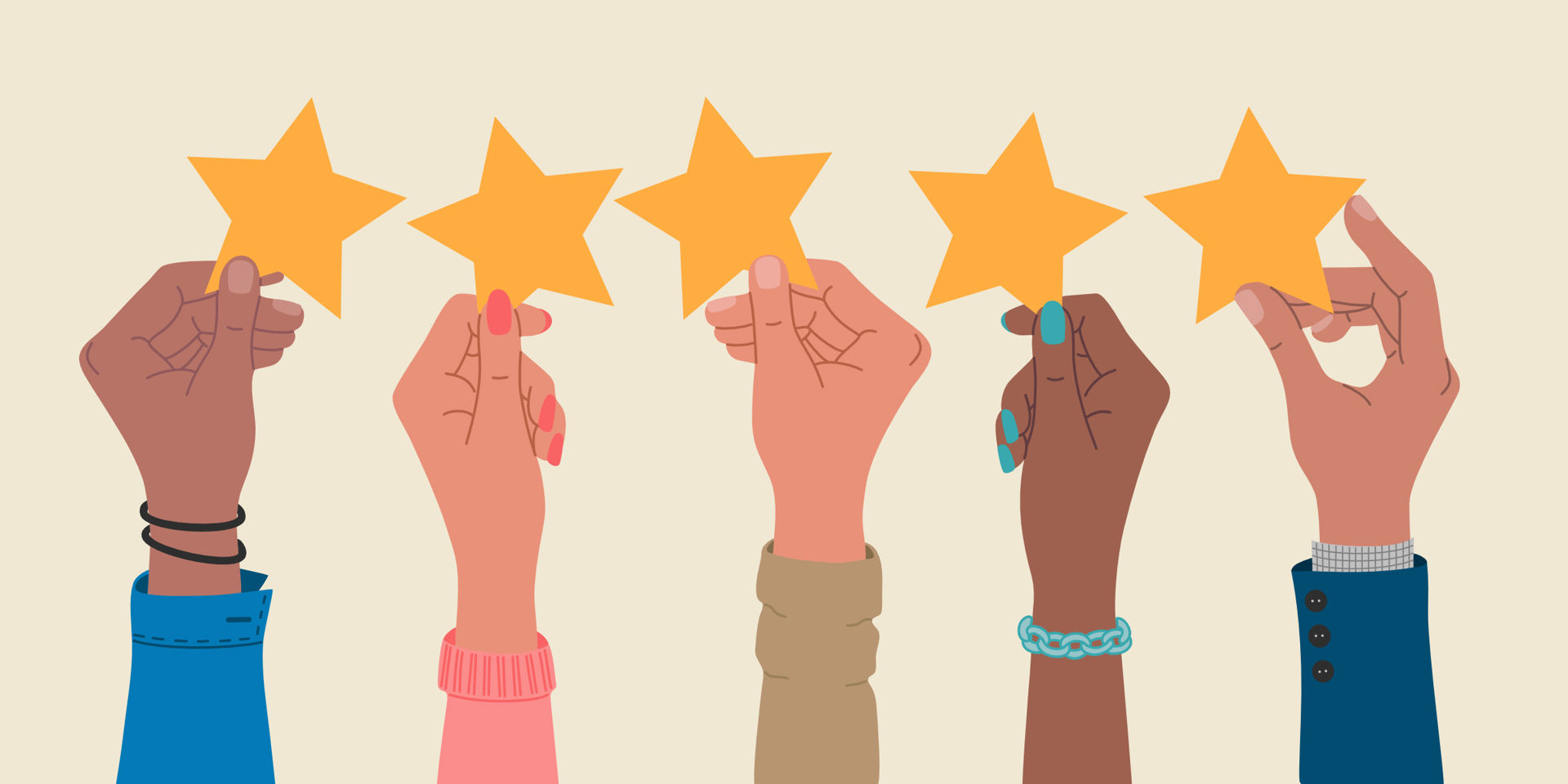 Illustration Of Hands Holding Up Stars